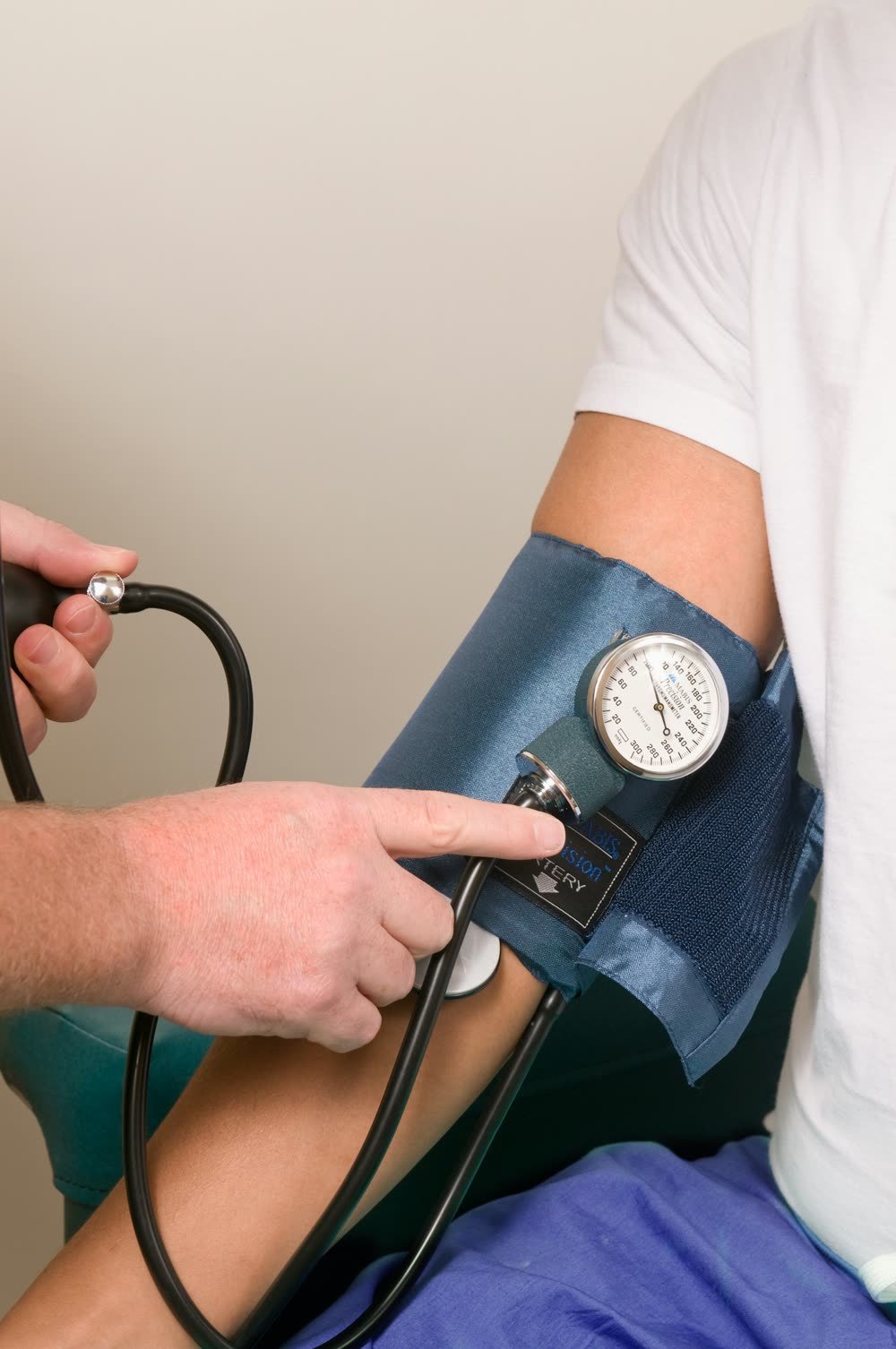 Blood pressure check during a consultation